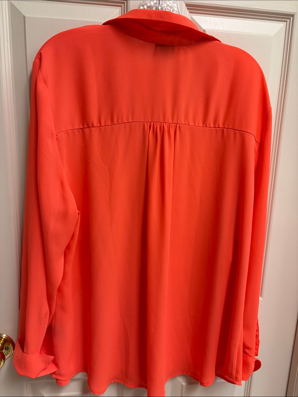 Worthington Coral-Red Button Down Blouse - Picture 3 of 7